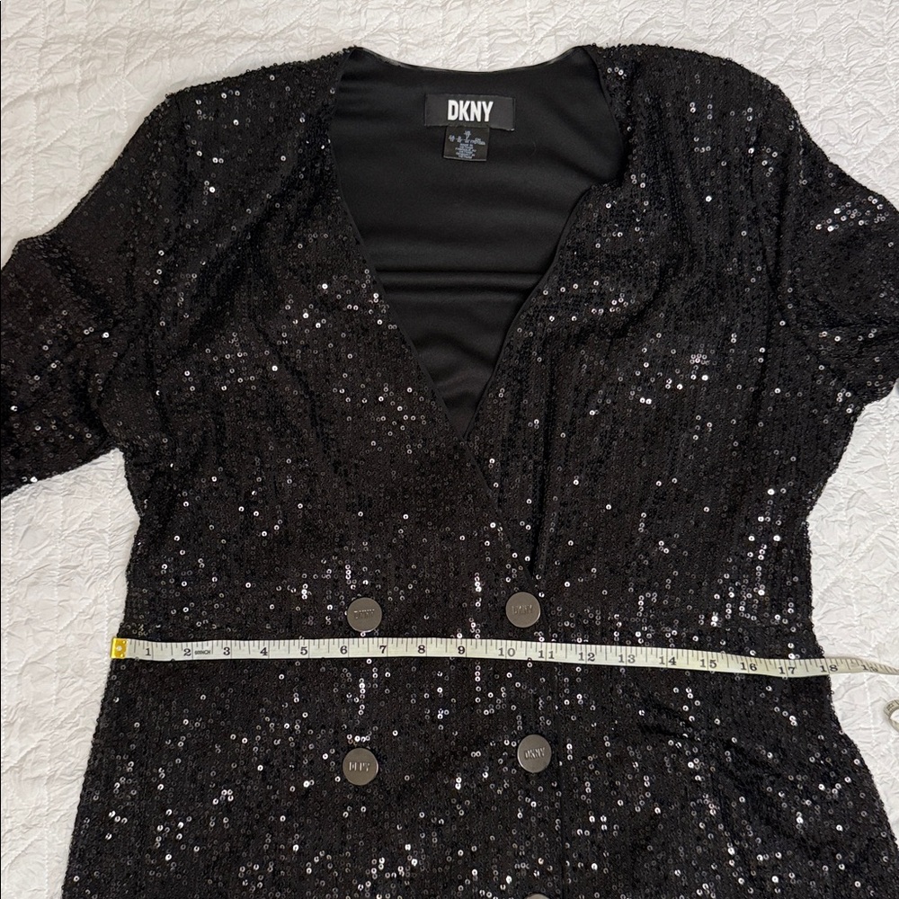 DKNY Womens Long Sleeve Double Breasted Sequins Blazer Dress - Picture 6 of 6